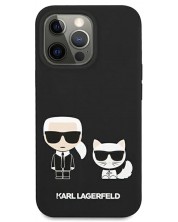 Калъф Karl Lagerfeld - Karl and Choupette, iPhone 13 Pro, черен